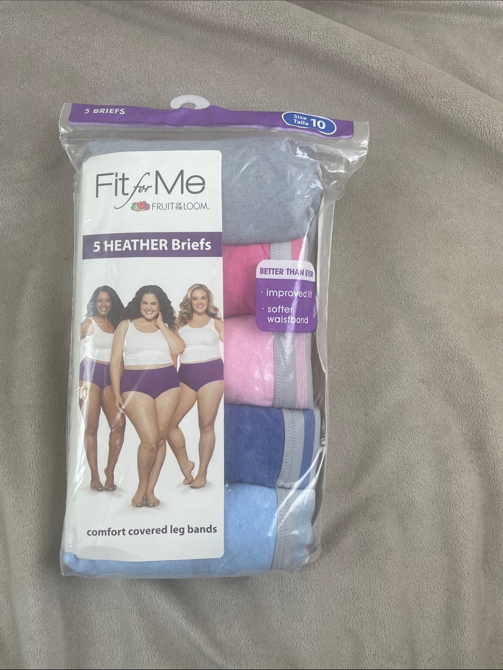 Fit For Me 5 Heather Briefs Soft Waistband Size 10